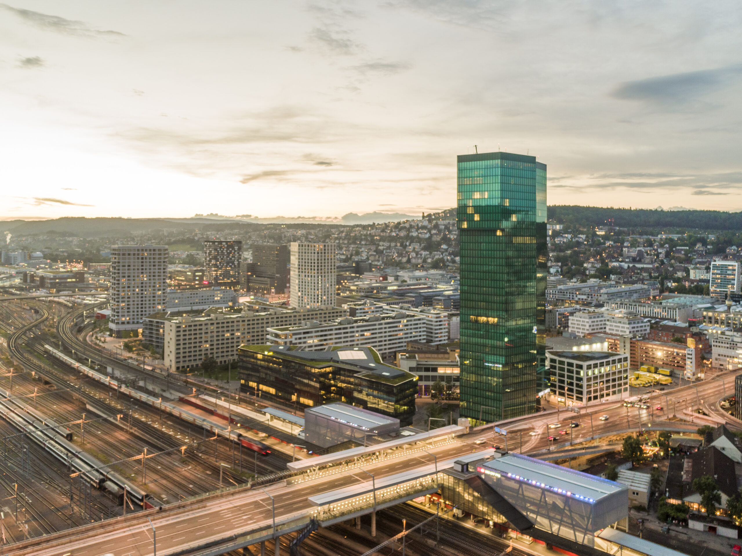 Zürich von oben Häuser Primetower